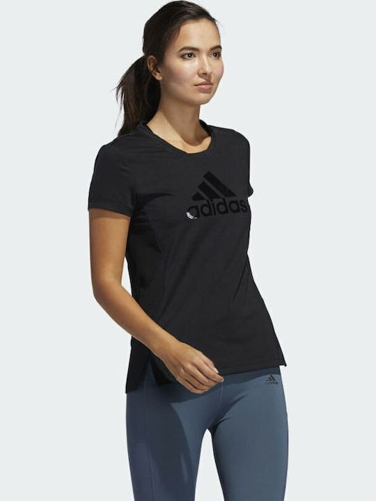 Badge Sport Logo Women's Crop T-shirt Fast Drying with Sheer Black