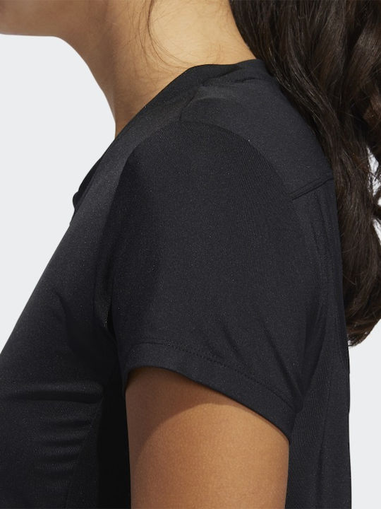 Badge Sport Logo Women's Crop T-shirt Fast Drying with Sheer Black