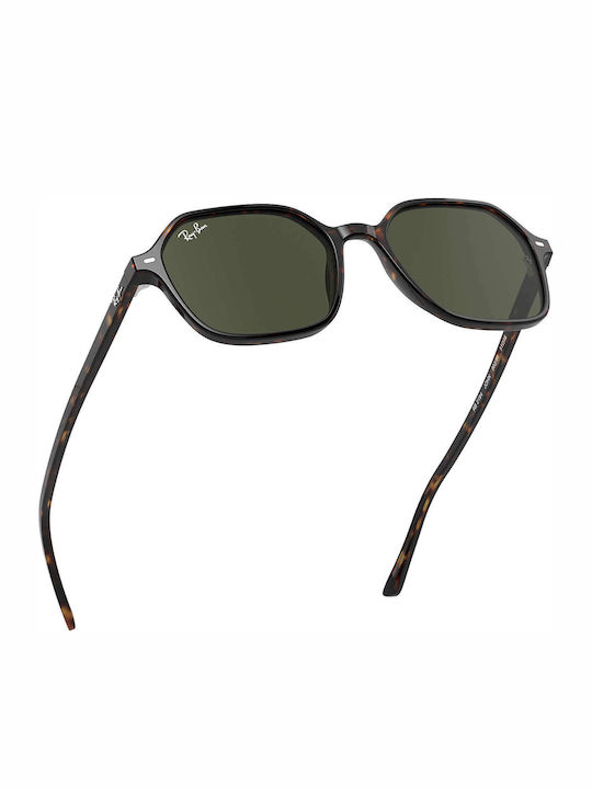 Ray Ban John Унисекс Слънчеви очила с Кафяв Костенурка Рамка и Зелен Леща