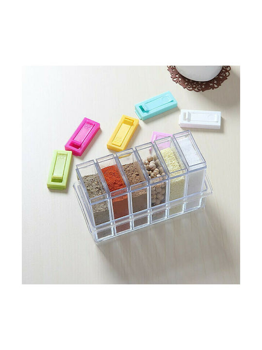Plastic Tabletop Spice Rack with Stand Transparent 6pcs GE-