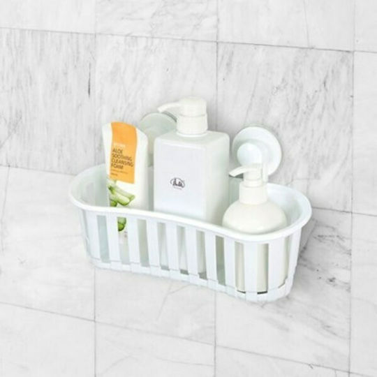 Bathlux 30133 Plastic Sponge Holder Wall Mounted with Suction Cup White