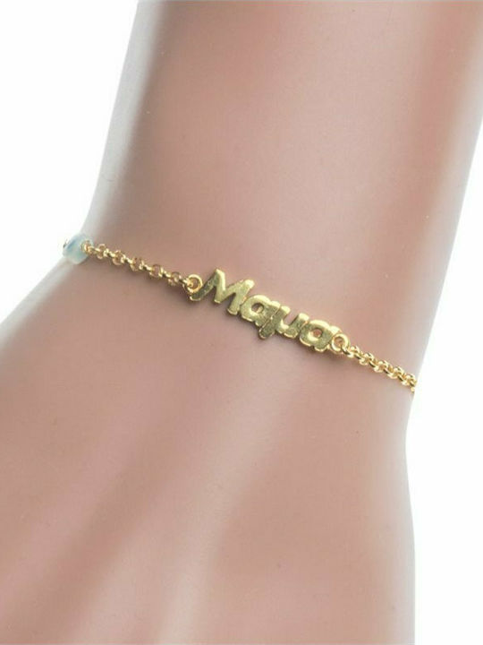 Gold plated silver bracelet with mom and eye