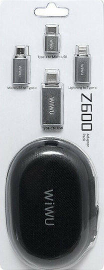 Wiwu Z600 Convertor USB-C masculin în USB-A feminin Argintiu 1buc