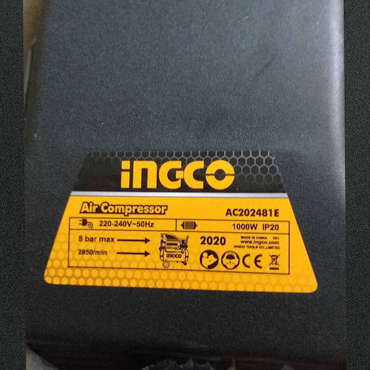 Ingco Air Compressors 96dB with Power 1.5hp and Airtank 24lt AC202481E