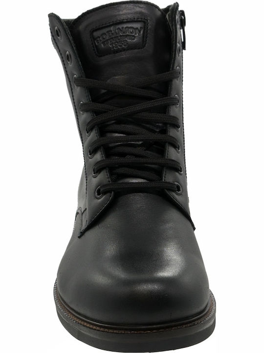 Robinson Men's Leather Military Boots Black