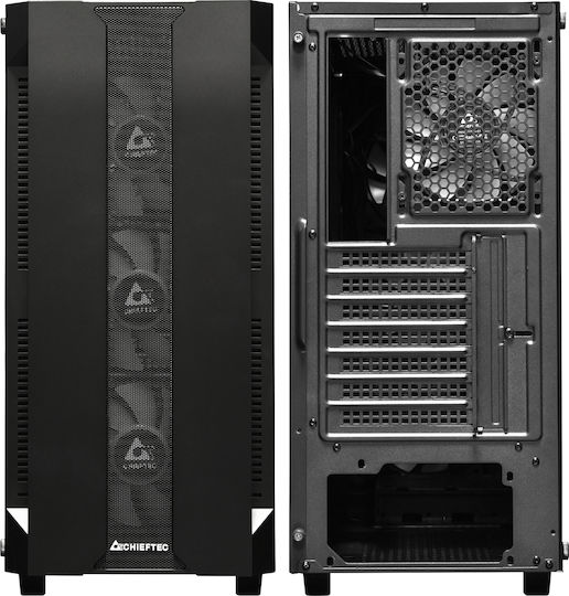 Chieftec Hunter Gaming Midi-Turm Computergehäuse mit Seitenfenster und RGB-Beleuchtung Schwarz