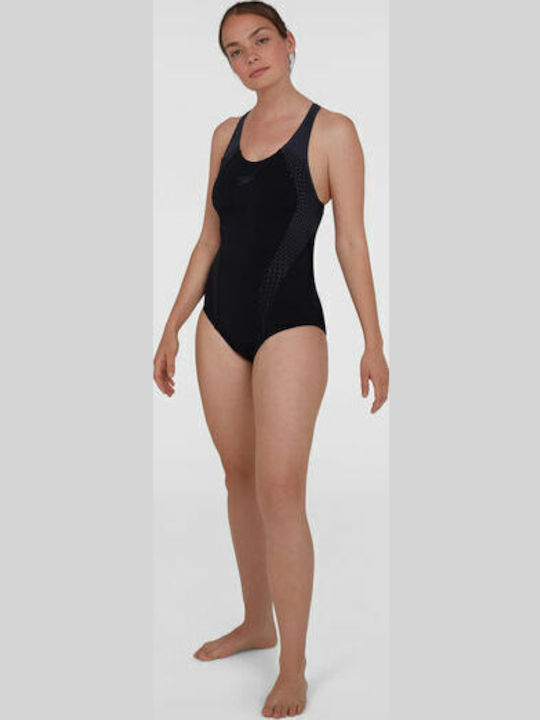 Fit Laneback Athletic One-Piece Swimsuit Black