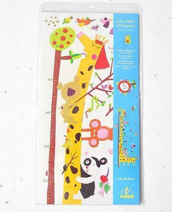Djeco Kids Growth Height Chart Wall Sticker with Design Animals Giraffe Yellow 160cm