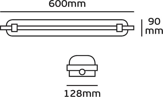 VK Lighting Lighting Batten Double-Ended Outdoor with 2 Slots for LED Lamps T8 60cm