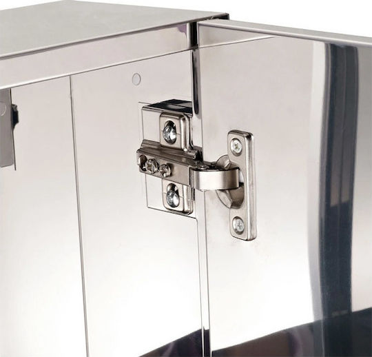 HomCom Rechteckiger Badezimmerspiegel aus Edelstahl mit Schrank 30x55cm