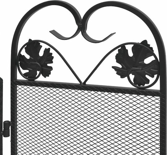 vidaXL Metallic Fireplace Screen with 3 Panels 52.5x24x61cm Black