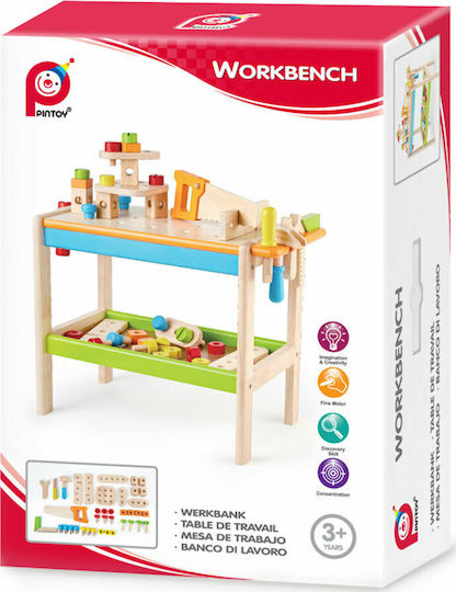 Pin Toys Wooden Carpenter's Bench with Tools for 3+ Years 48 cm