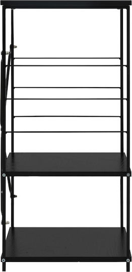 vidaXL Wooden Kitchen Rack 3 Tiers Black 60x39.6x79.5cm