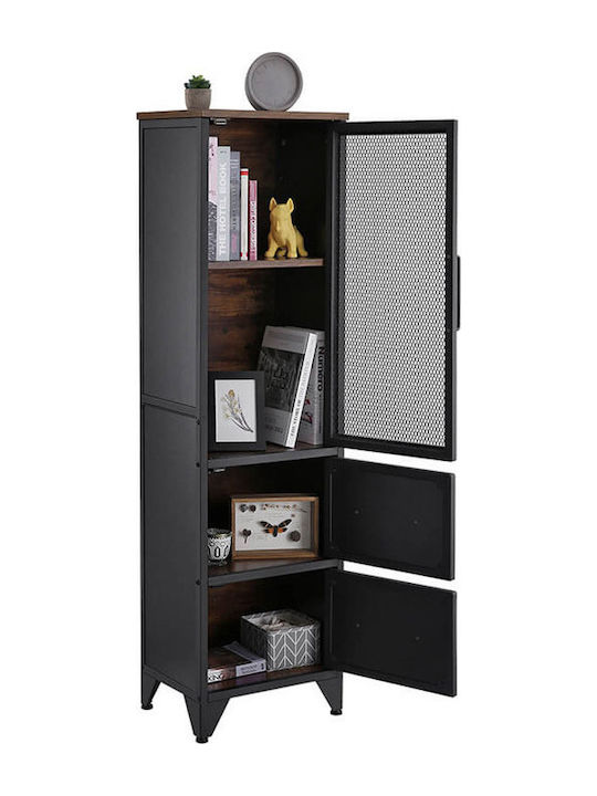 Rack Mobilier de depozitare din Metal & Lemn cu 2 Sertare Μαύρο L40xL30xH140buc