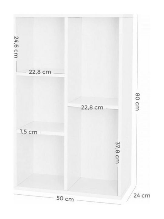 Bibliothek Weiß 50x24x80cm