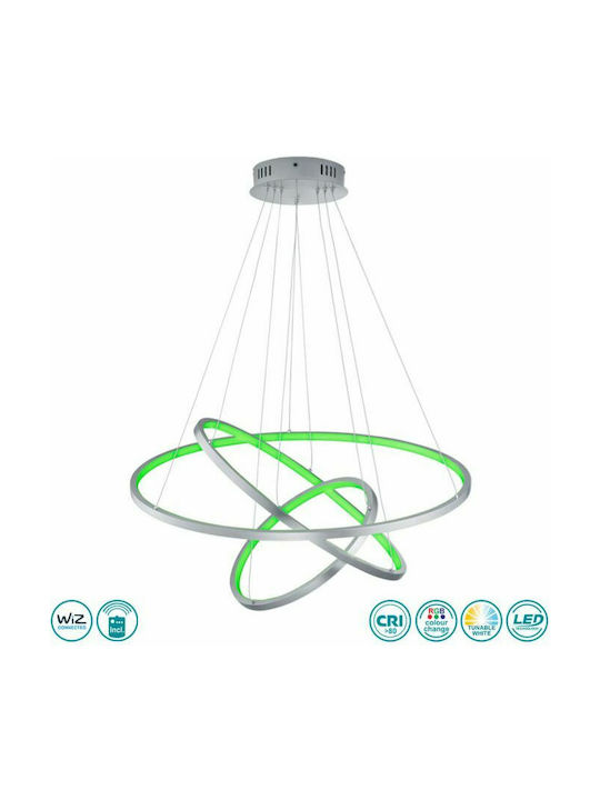 Trio Lighting Aaron Ρυθμιζόμενο Κρεμαστό Φωτιστικό Ασημί LED 80εκ.