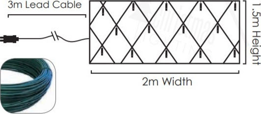 240 Λαμπάκια LED 2μ. x 200εκ. Θερμό Λευκό τύπου Δίχτυ