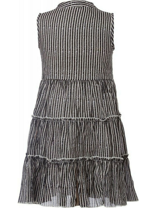 Funky Buddha Kids Dress Striped Sleeveless Black