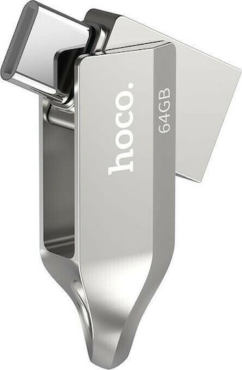 Hoco UD8 Insightful 16GB USB 3.0 Stick cu conexiune USB-C Argint