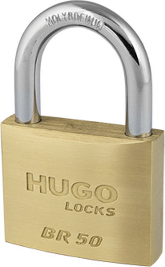 Hugo Locks BR50 Steel Padlock Brass with Key 50mm 2pcs