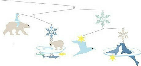 Djeco Kids Room Decorative Mobile Animals Blue made of Wood Polar Bears