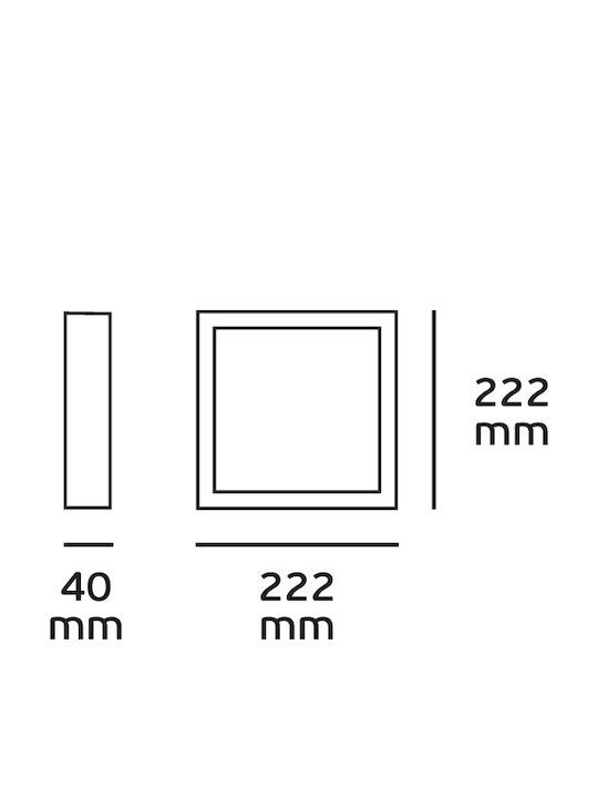 VK Lighting Square Outdoor LED Panel 18W with Natural White Light 4000K 22.2x22.2cm
