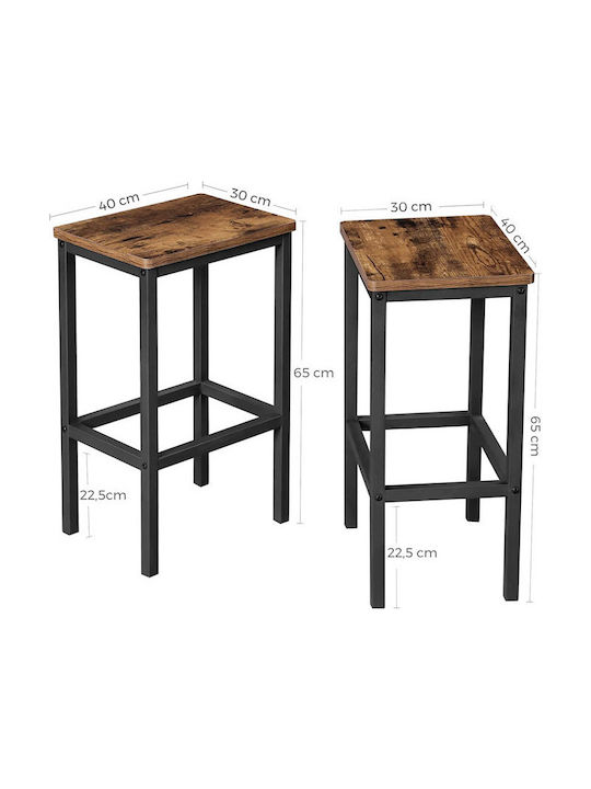 Stools Bar Wooden Brown 2pcs 40x30x65cm