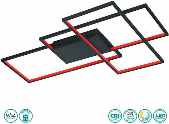 Trio Lighting Thiago Smart Deckenleuchte 114cm Schwarz mit Integrierter LED und Fernbedienung