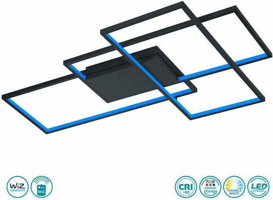 Trio Lighting Thiago Smart Deckenleuchte 114cm Schwarz mit Integrierter LED und Fernbedienung
