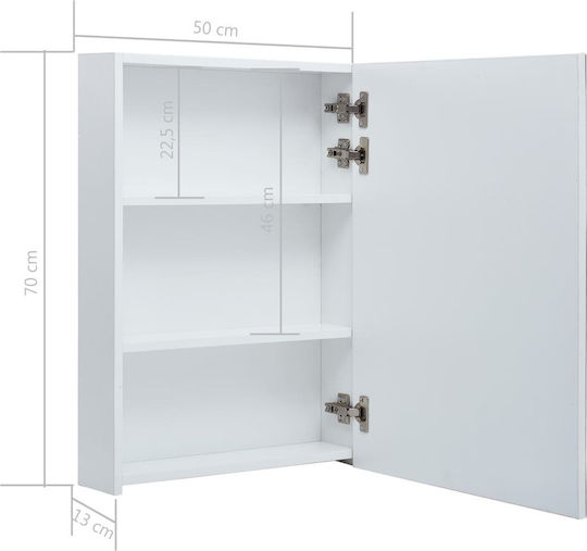 vidaXL Oglindă de Baie Dreptunghiulară Lumini LED din MDF cu Dulap 50x70cm Alb