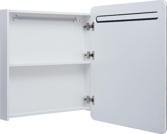 vidaXL Rectangular Bathroom Mirror Led made of MDF with Cabinet 68x80cm White