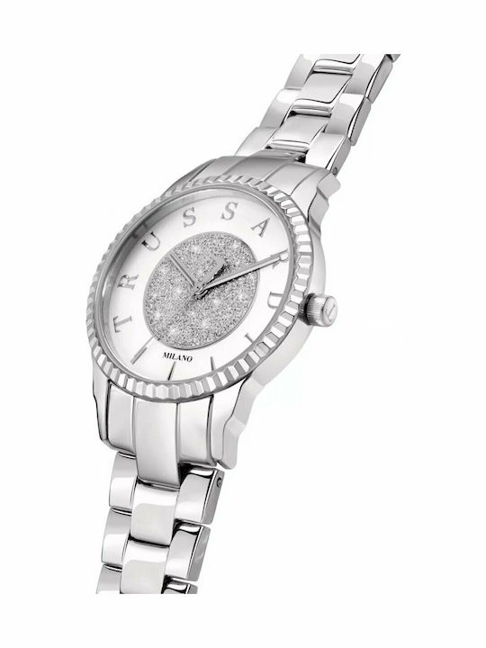 Trussardi T-Bent Ceas de Damă cu Argintiu Brățară Metalică
