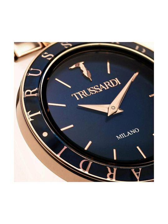 Trussardi T-Bent Womens Watch 34mm Battery with Pink Gold Stainless Steel Bracelet