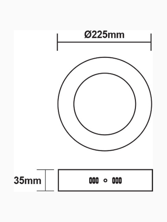 Aca Кръгла На открито LED Панел 18W с Студено бяло Светлина 6500К 22.5см.