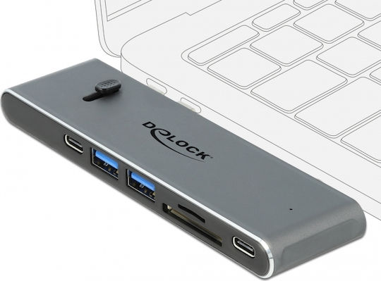 DeLock Docking Station με Διπλό USB-C / USB-C HDMI 4K PD Γκρι (87752)