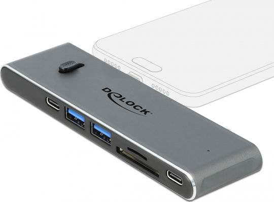 DeLock Docking Station με Διπλό USB-C / USB-C HDMI 4K PD Γκρι (87752)