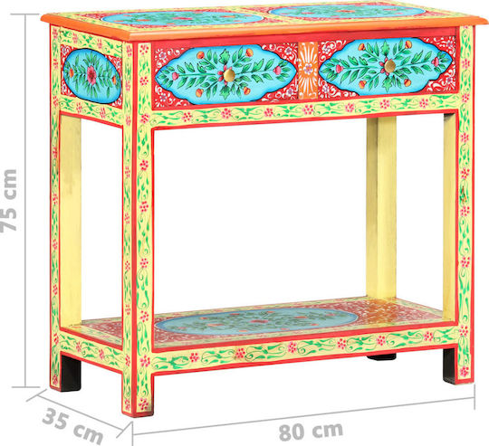Solid Wood Console Table Multicolour L80xW35xH75cm