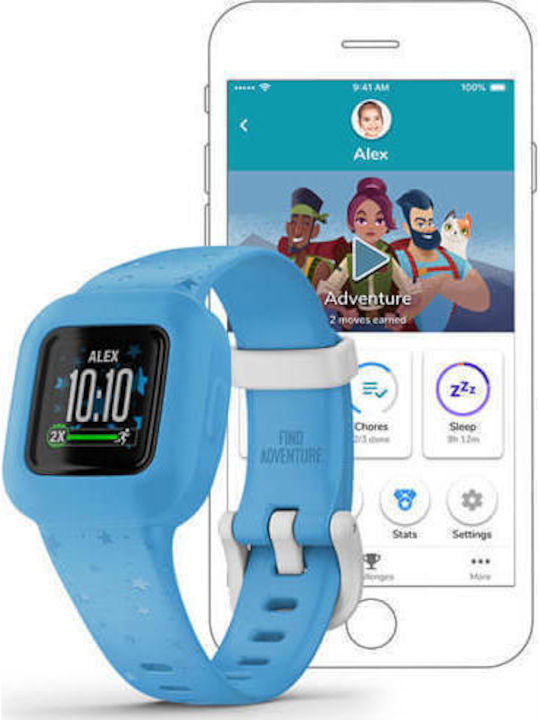 Garmin Kids Digital Watch Vivofit Jr 3 with Rubber/Plastic Strap Blue