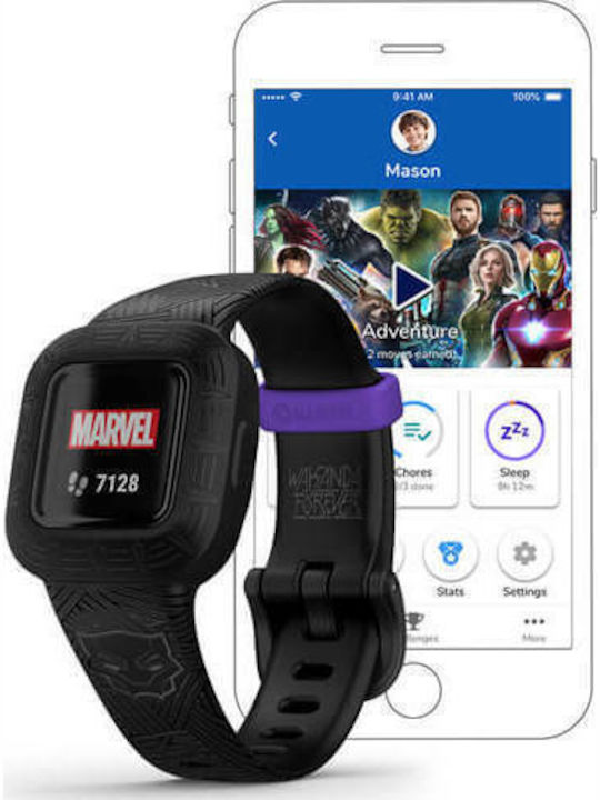 Garmin Kids Digital Watch Vivofit Jr 3 with Rubber/Plastic Strap Black
