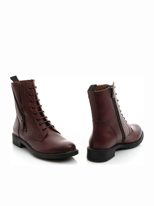Leather Women's Ankle Boots Burgundy