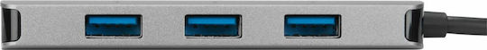 Targus v5 USB Hub with 4 USB 3.0 Ports with USB-C Connection Silver