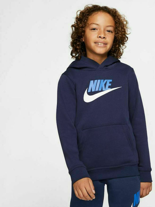 Nike Παιδικό Φούτερ με Κουκούλα για Αγόρι Μπλε Sportswear Club