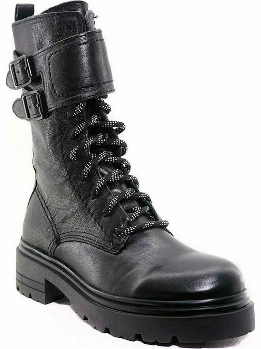 Alpe Women's Leather Combat Boots Black