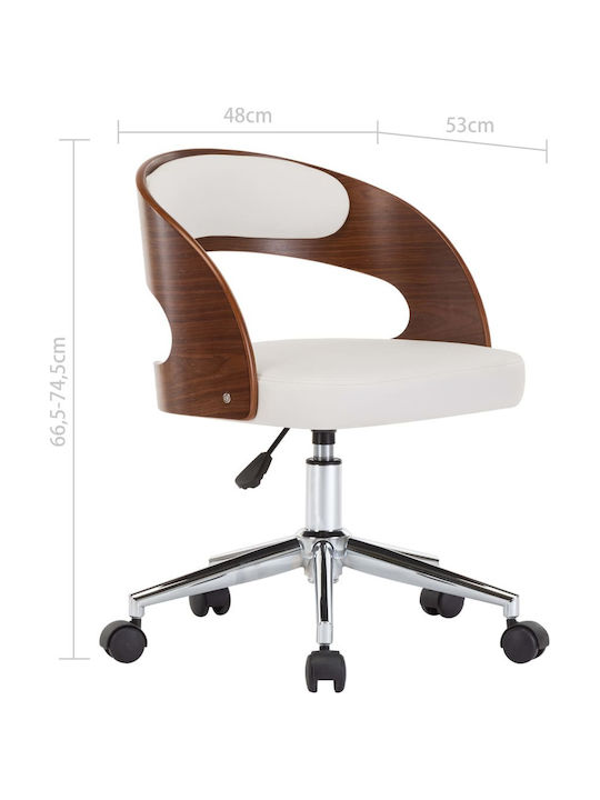 Swivel Visitor Armchair with Wheels Λευκή 48x53x66.5cm