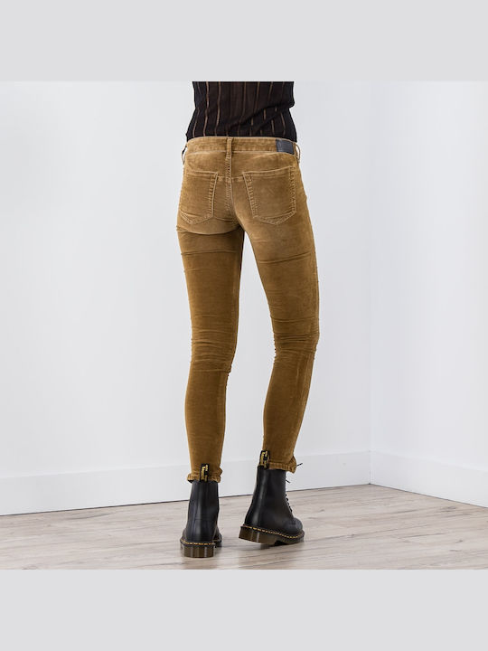 Jevel Women's Fabric Trousers in Slim Fit Tabac Brown