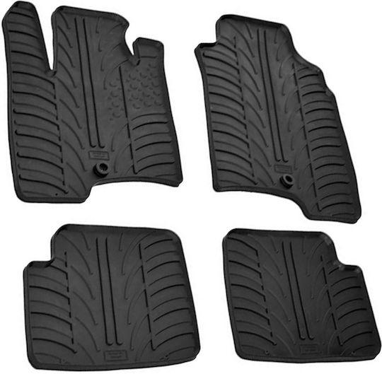 Lampa Set of Front and Rear Mats Tray Type 4pcs from Rubber for Fiat Panda Black