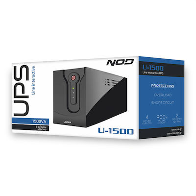 NOD 141-0142 UPS Line-Interactive 1500VA 900W με 4 Schuko Πρίζες