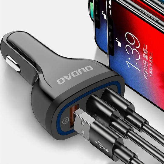 Dudao R7S Auto-Ladegerät 18W 2.4A Schnellladung mit Anschlüssen: 3xUSB Weiß Farbe