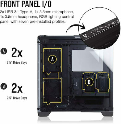 Corsair Crystal 570X RGB Gaming Midi Tower Κουτί Υπολογιστή με Πλαϊνό Παράθυρο Μαύρο