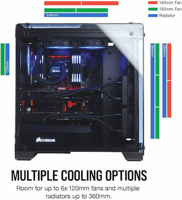 Corsair Crystal 570X RGB Gaming Midi Tower Κουτί Υπολογιστή με Πλαϊνό Παράθυρο Μαύρο